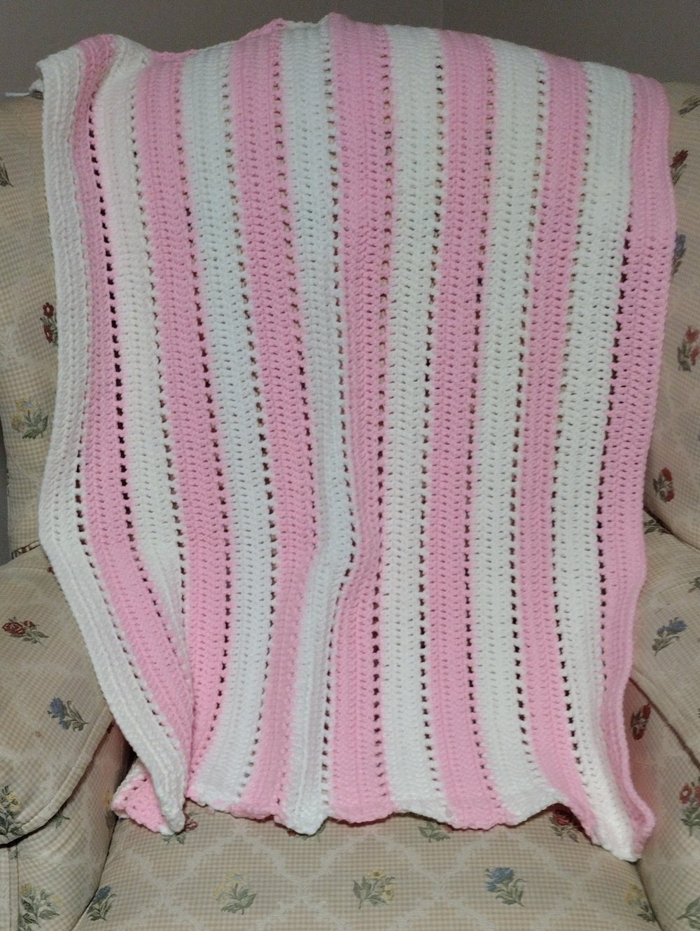 Pink & White Handcrafted Lap Afghan